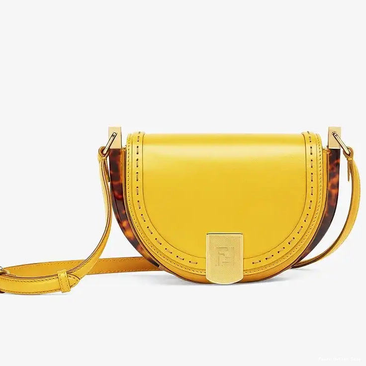 Cheap Bag Logo In Fendi ROMA Moonlight Leather Yellow Calf 0518